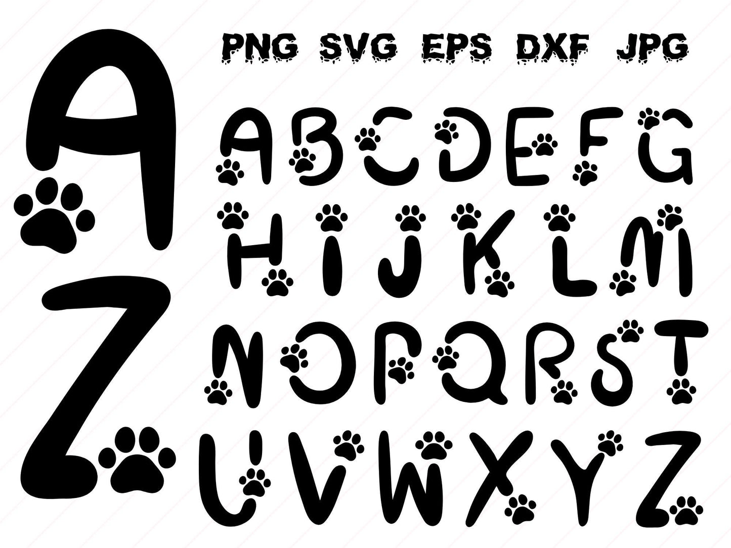 Paw Alphabet SVG | Animal Alphabet SVG | Alphabet SVG | Font Svg | Number Svg | Letter Svg | Paw Svg | Dog Paw Svg | Animal Print Font