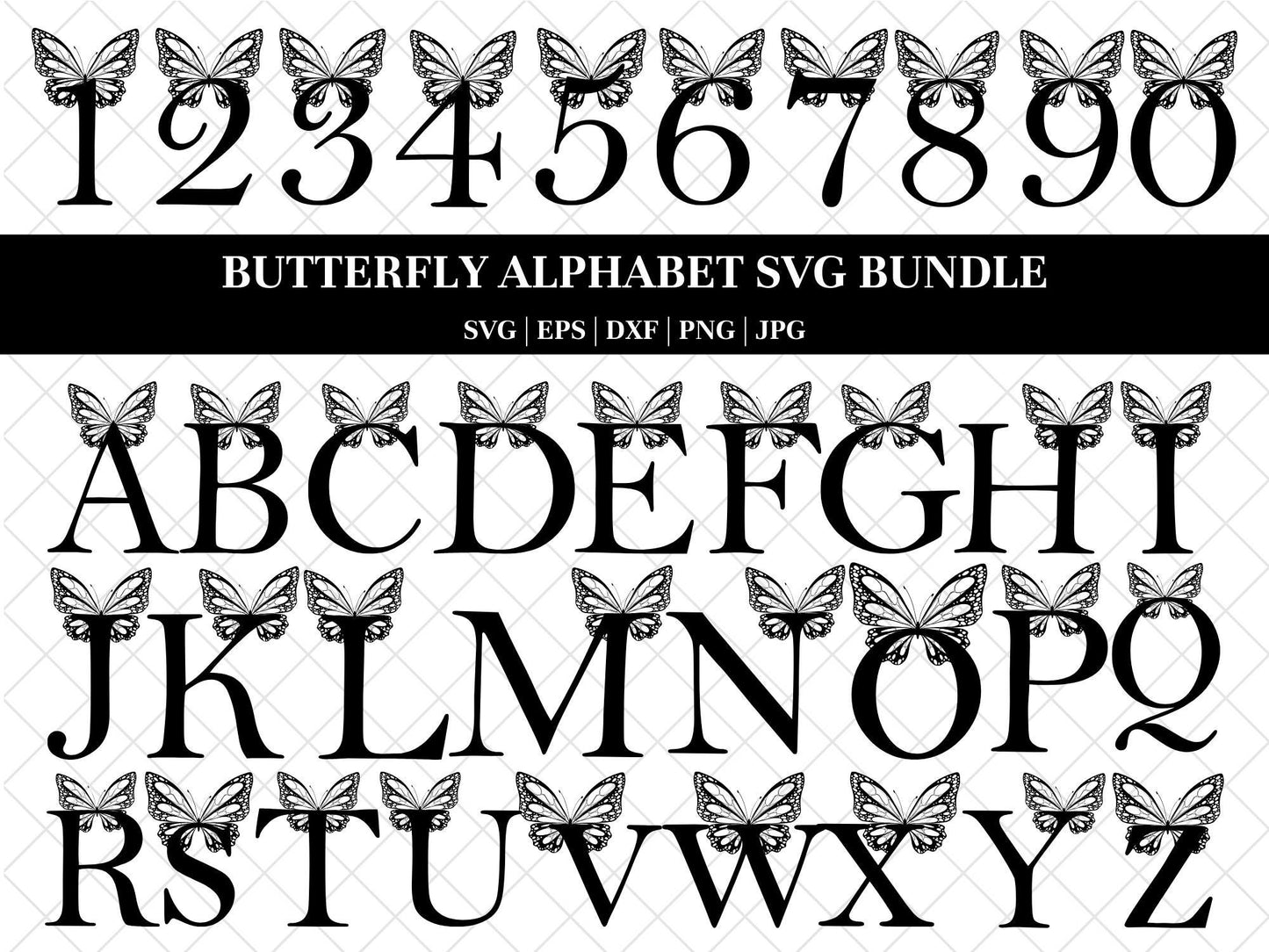 Butterfly Monogram Svg, Butterfly Svg, Butterfly Svg Bundle, Butterfly Alphabet Monogram Svg, Butterflies Svg, Cut Files for Cricut, Dxf,Png