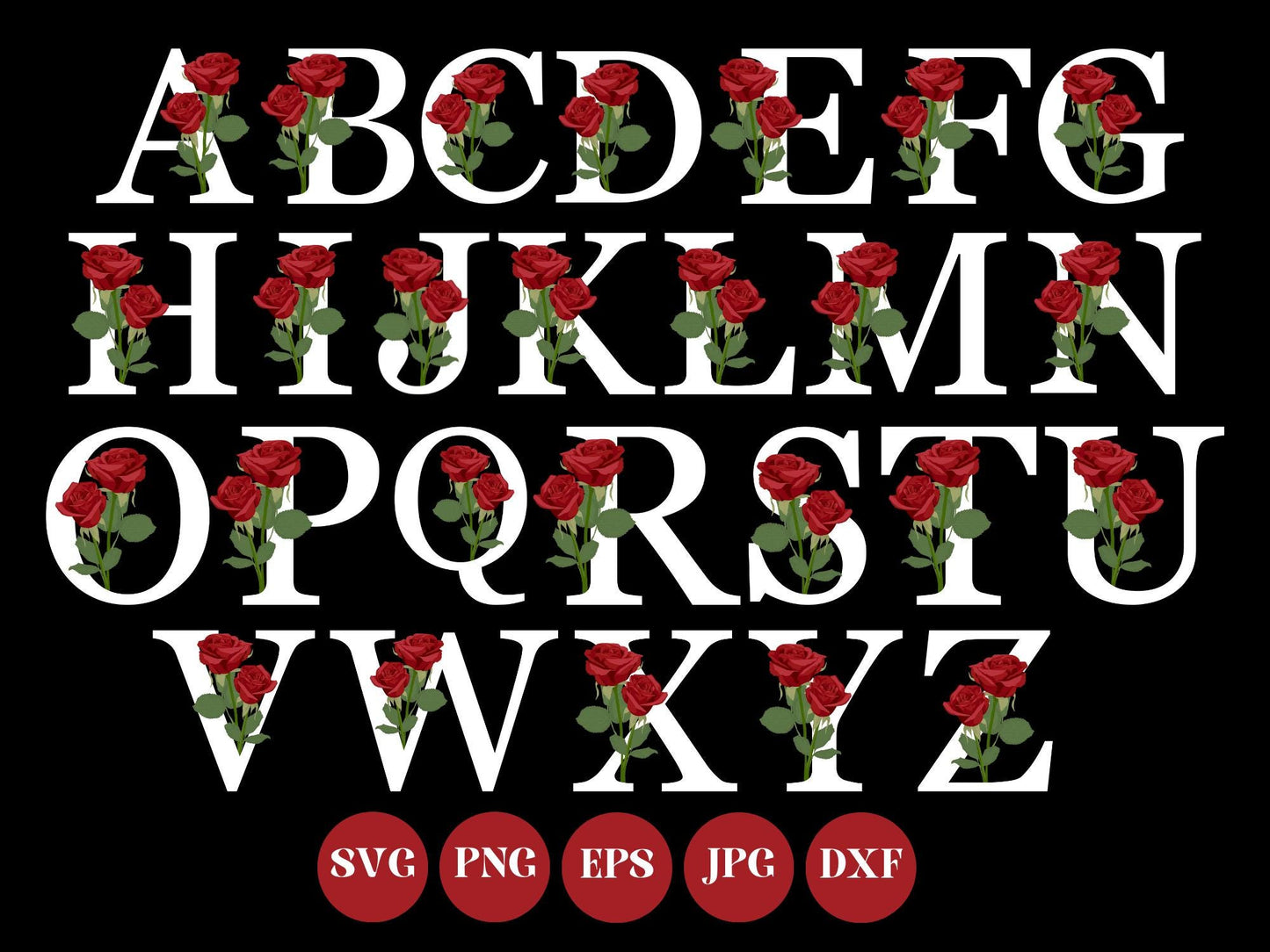 Floral Alphabet SVG,Flower Alphabet,A-Z,Monogram,Floral,Wedding,Letter,Bundle,Font,Cricut,DXF,Silhouette,Botanical,Instant download