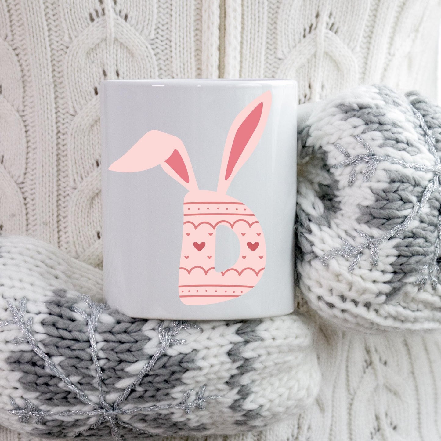 Easter Bunny Alphabet SVG Cut File Bundle for Cricut, Cute Spring Holiday Kid's SVG Font Letters, Rabbit Ears and Tail Easter Monogram PNG