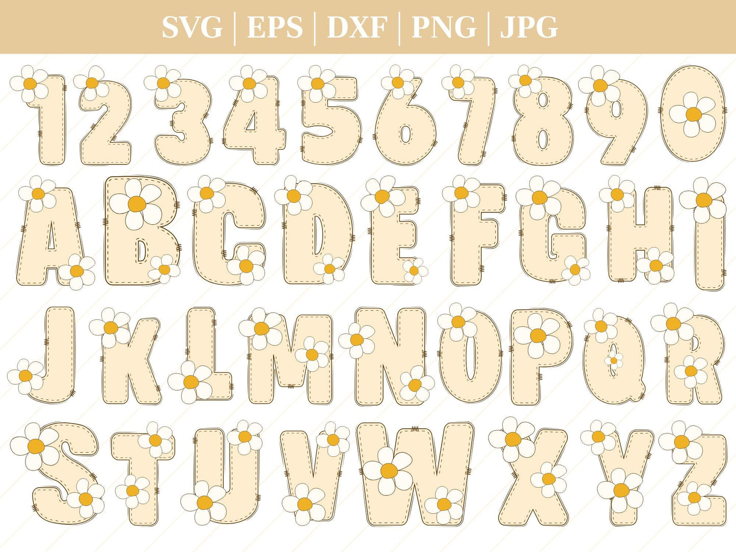 Daisy Alphabet Letter SVG Bundle, Floral Capital Alphabet svg files, Daisy Flower Bouquet PNG, Floral Alphabet Cut Files Digital Download
