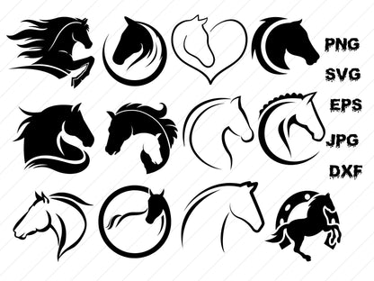Horse SVG Heart SVG, DIgital Download Horse SVG, I love Horses Svg, Beautiful Horse Svg, Horse Head svg, Horse Silhouettes for Cricut, Png,