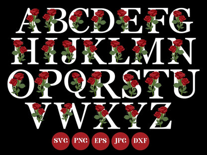 Floral Alphabet SVG,Flower Alphabet,A-Z,Monogram,Floral,Wedding,Letter,Bundle,Font,Cricut,DXF,Silhouette,Botanical,Instant download