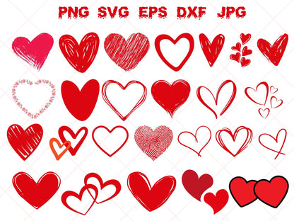 Hearts Svg Bundle, Heart Outline Svg, Heart Cut Files, Heart Clipart, Hearts Svg, Love Svg, Solid Heart Svg, Png, Dxf, Eps