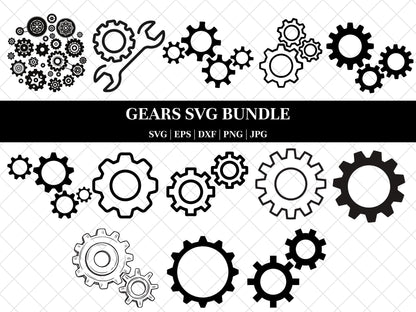 Gears SVG Bundle, Gears PNG Bundle, Gears Clipart, Gears SVG Cut Files for Cricut, Gears Silhouette, Gear Shapes Svg, Metal Gears Svg