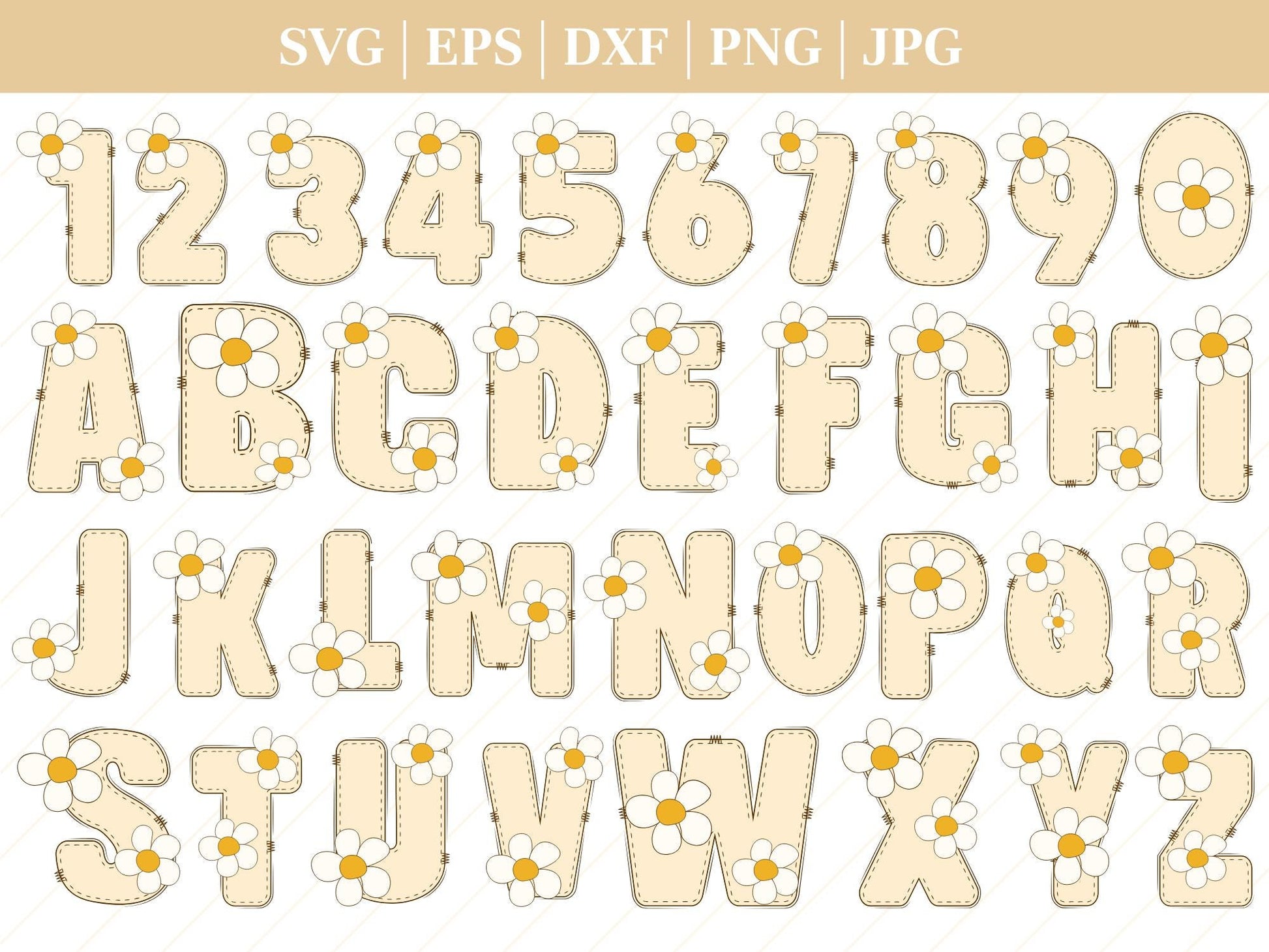 Daisy Alphabet Letter SVG Bundle, Floral Capital Alphabet svg files, Daisy Flower Bouquet PNG, Floral Alphabet Cut Files Digital Download